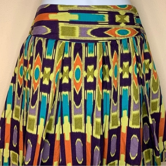 Size 4 Colorful Tiki Retro Pinup Cotton Skirt Small A Line Work To Weekend - Picture 2 of 7